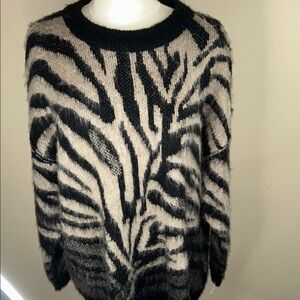 Topshop Zebra Pattern Sweater in Black and Cream